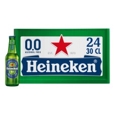 Heineken 0.0 Alcoholvrij Bier Flesjes, Krat 24x30cl