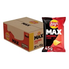 Lay's Max Ribbelchips Naturel Chips Kleine Mini Zakjes 45 gram Doos 20 Stuks