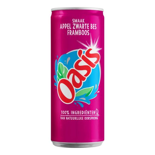 oasis appel cassis framboos 33cl tray 4x6 blikjes kopen koolzuurvrije frisdrank