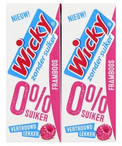 Wicky Fruitdrink Framboos Zonder Suiker 20cl pakjes – goedkoopblikjes.nl