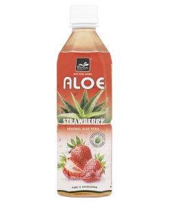 aloe vera drink aardbei 50cl doos 20 pet flesjes kokosstukjes tropisch drankje