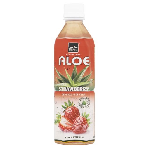 aloe vera drink aardbei 50cl doos 20 pet flesjes kokosstukjes tropisch drankje