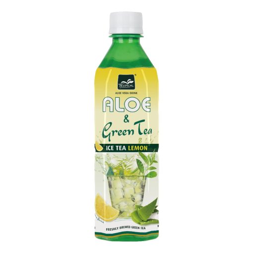 aloe vera drink lemon green tea 50cl doos 20 pet flesjes kokosstukjes frisdrank