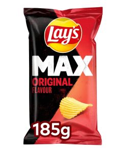 Lay's Chips Max Ribbelchips Naturel – doos met 22 zakken van 185g