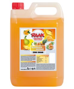 Raak Multivruchten Zero Limonadesiroop 5 Liter – grote kan suikervrije siroop