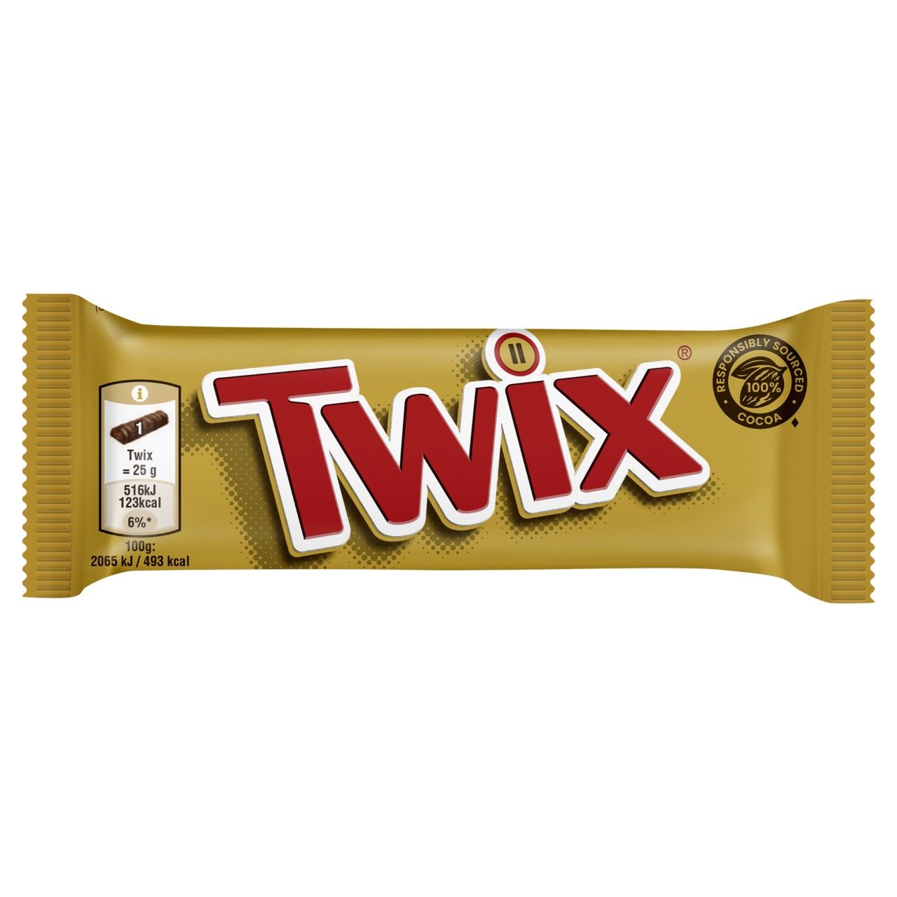 Twix Chocoladerepen 50g – doos met 25 stuks chocolade met karamel en knapperige koek.