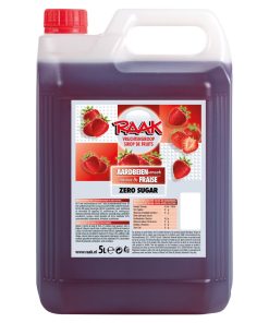 Raak Aardbei Zero Limonade Siroop 5 Liter – grote kunststof kan