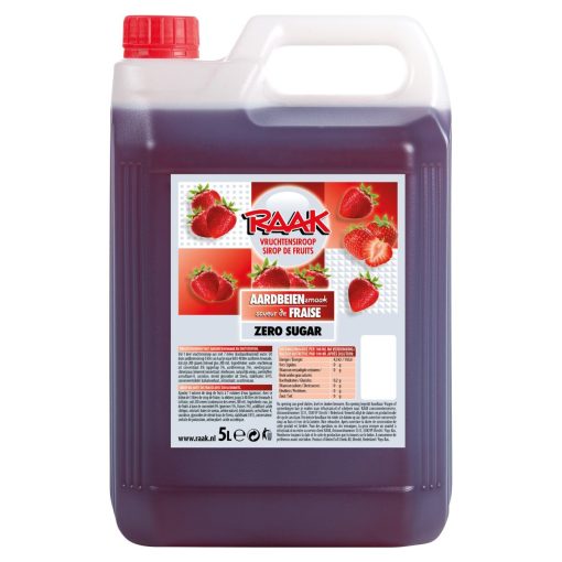 Raak Aardbei Zero Limonade Siroop 5 Liter – grote kunststof kan