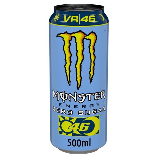 Monster VR46 Valentino Rossi Zero Energy Drink Blikjes 50cl Tray 12 Stuks – suikervrije energy drink met citrus- en tropische smaak