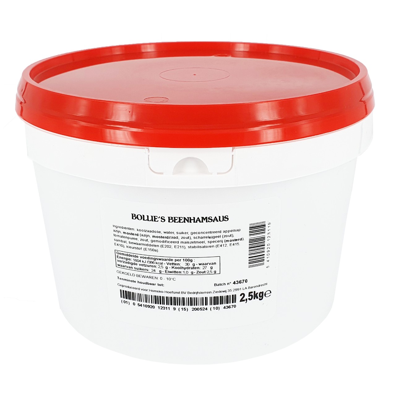 Bollie’s Beenhamsaus Emmer 2,5 Kilo – romige saus voor beenham en BBQ, ideaal voor horeca.