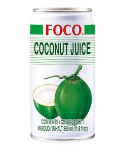 Foco Coconut Juice Blikjes 35cl – tropische kokosdrank in tray van 24 blikjes met natuurlijke smaak.