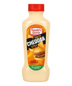 Gouda’s Glorie Cheddar Stijl 850ml – romige kaassaus in grote knijpfles.