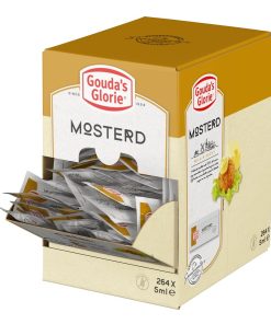 Gouda’s Glorie Mosterd Sachets 5g – glutenvrije snackmosterd in displaydoos 264 stuks.