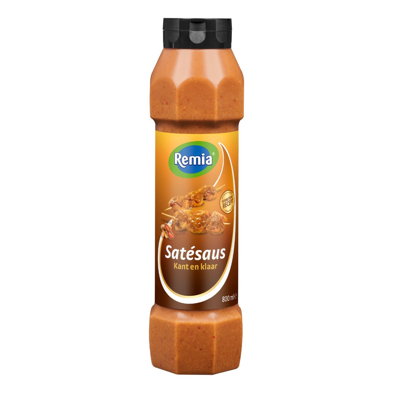 Remia Satésaus Kant en Klaar 80cl – romige pindasaus in grote knijpfles.