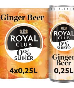 Royal Club Ginger Beer 0% Suiker 25cl – tray 12 blikjes