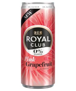 Royal Club Pink Grapefruit 0% Suiker 25cl – tray 12 blikjes