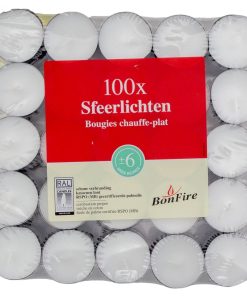 Bonfire theelichtjes waxinelichtjes 6 uur – pak 100 stuks