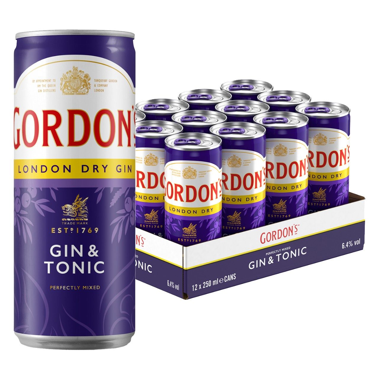 Gordon’s Gin & Tonic 25cl – kant-en-klare gin & tonic in tray van 12 blikjes