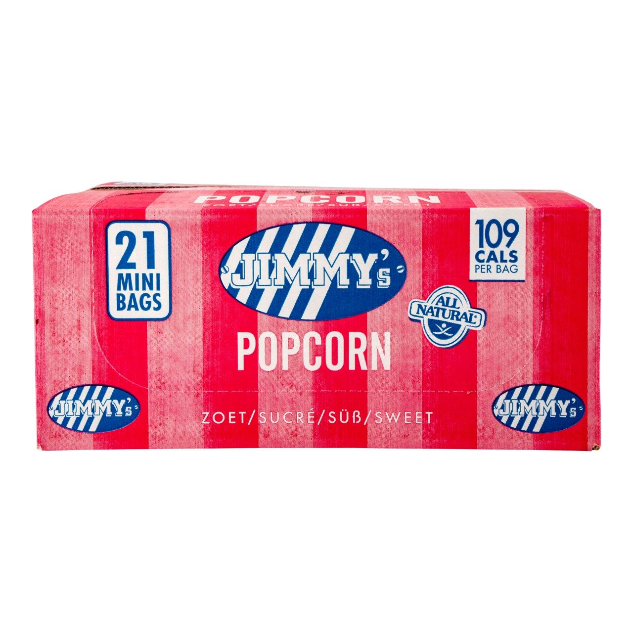 Jimmy’s Popcorn Zoet – 27gr mini zakjes doos 21x