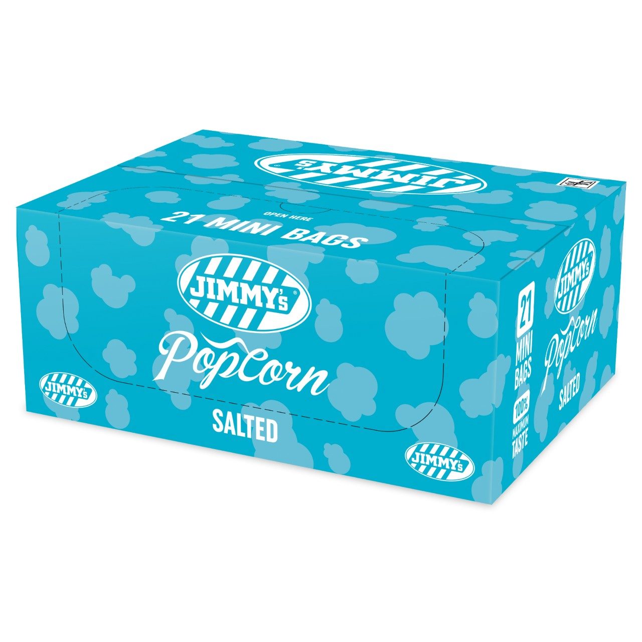 Jimmy’s Popcorn Zout – 21 mini zakjes van 27 gram, ideaal om uit te delen