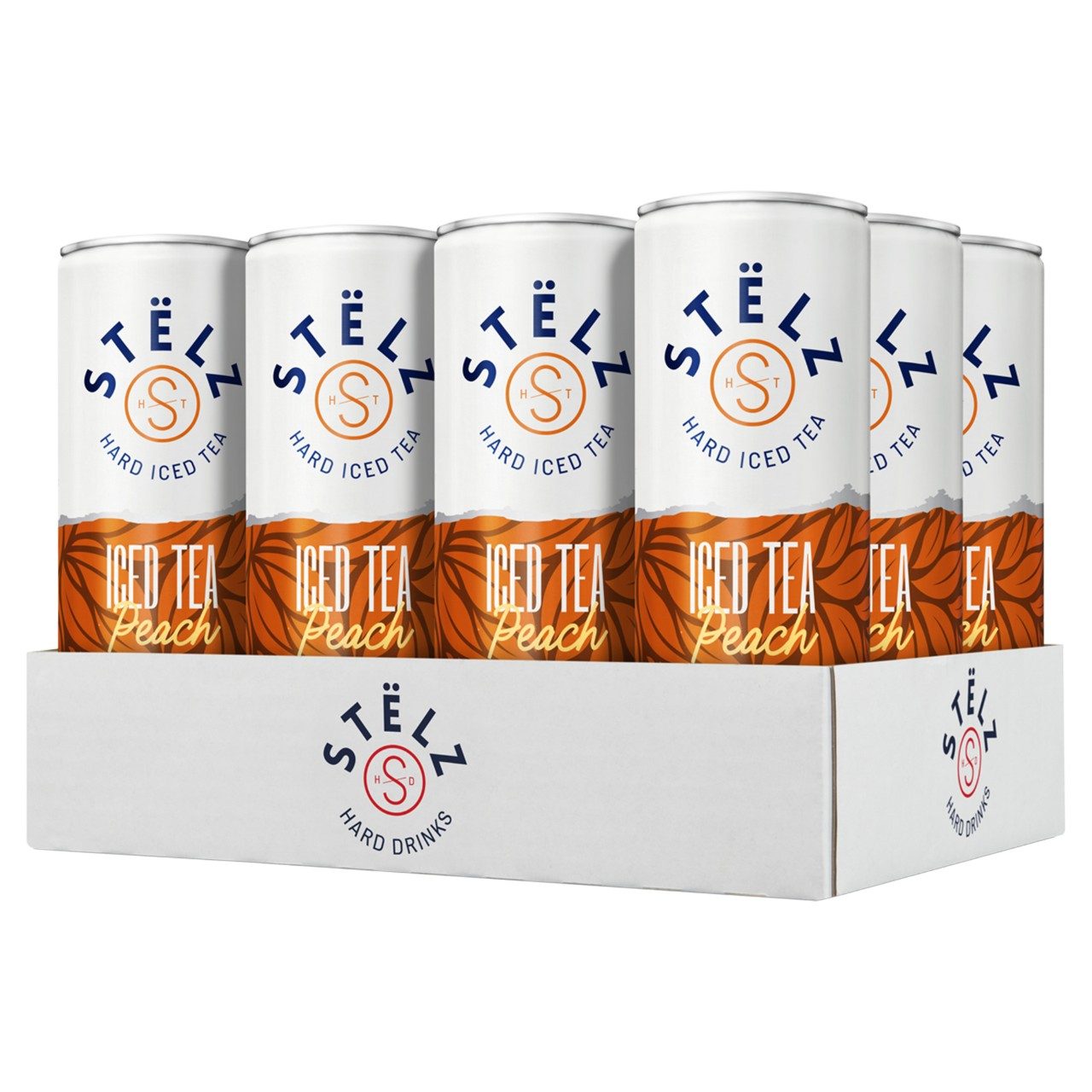 Stëlz Hard Iced Tea Peach 25cl hard seltzer – tray 12 stuks
