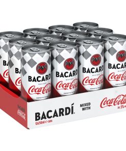 Bacardi Coca Cola premix blikjes 25cl tray met 12 kant-en-klare rum cola