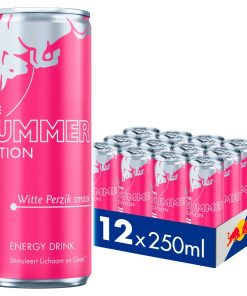 Red Bull The Summer Edition White Peach in tray blikjes